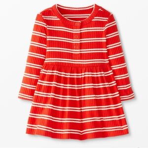 Hanna Andersson Poppy Red and White Ribbed Casual Dress